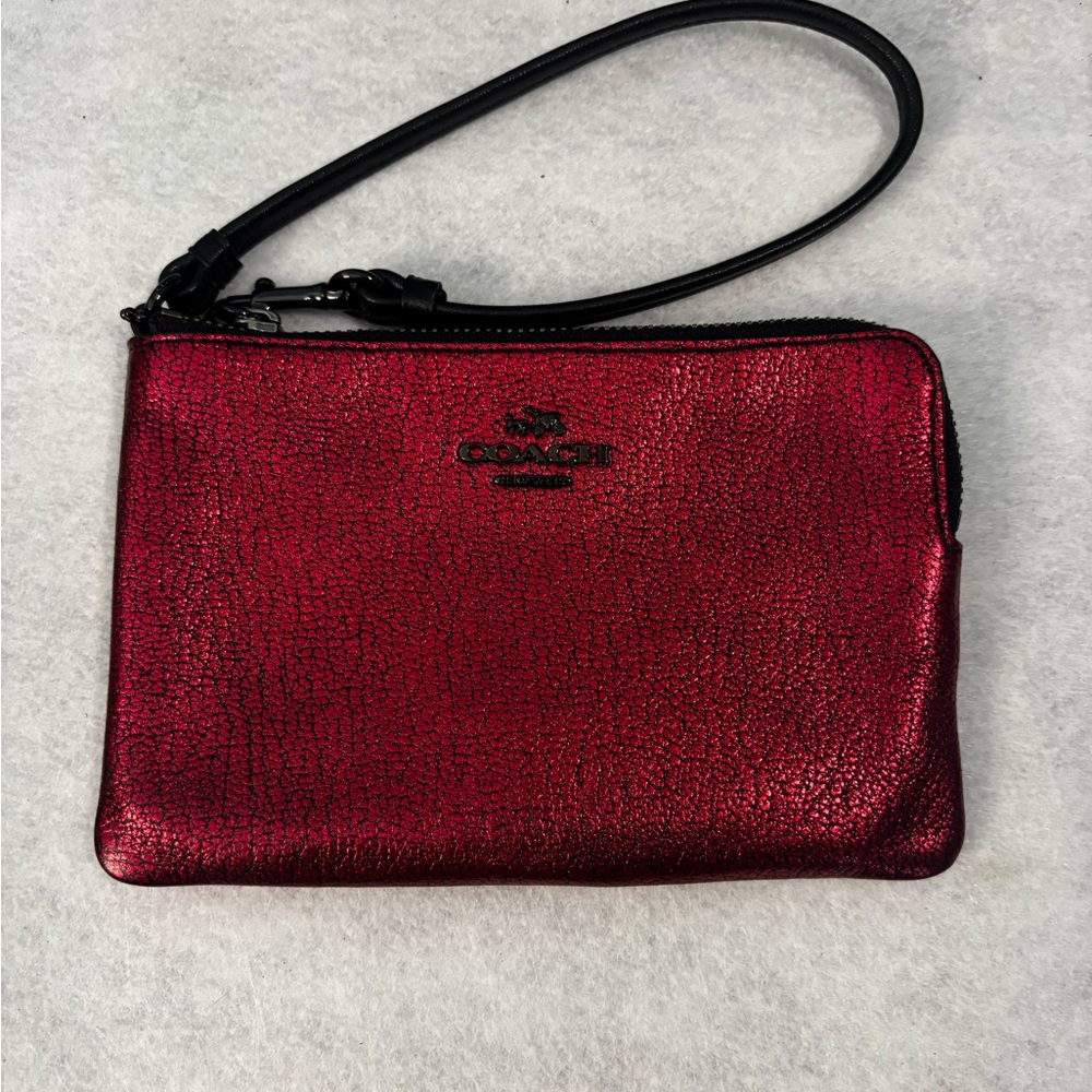Coach Red Metallic wristlet NWOT